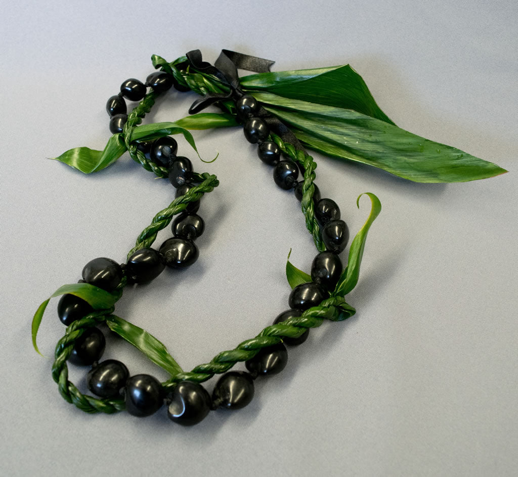Kukui Nut with Ti Wrap Lei