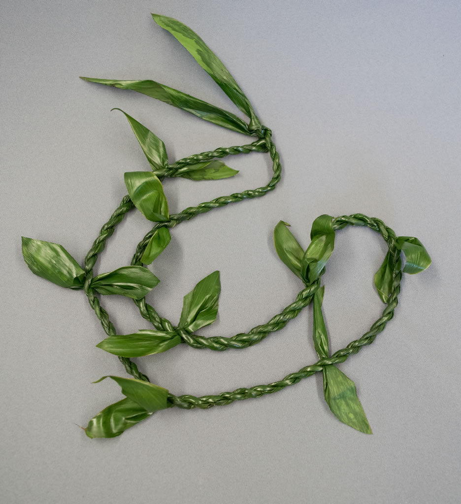 Single Ti Leaf Lei with Orchid Accents